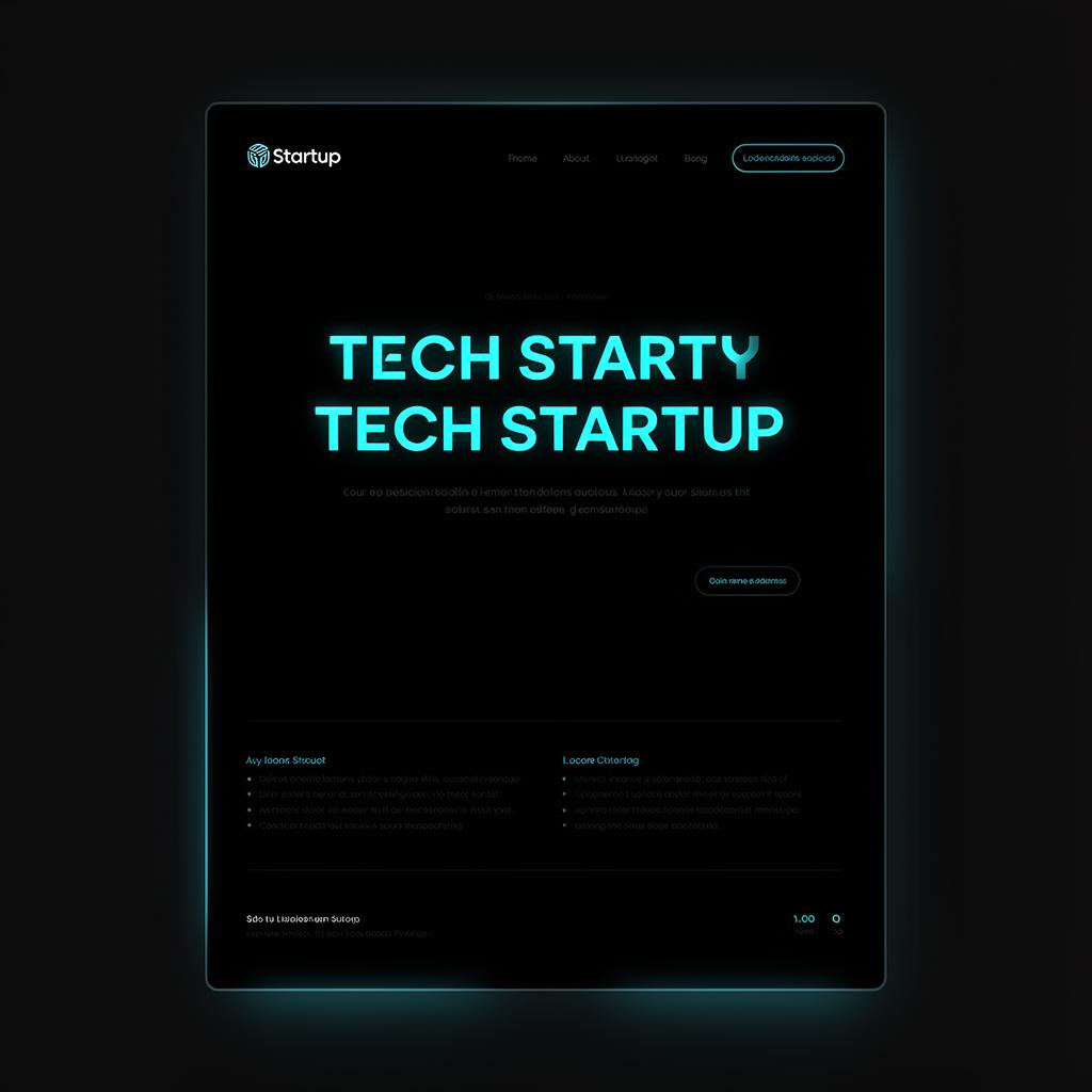 Landing page minimalist cu tipografie futuristă pentru un startup tech