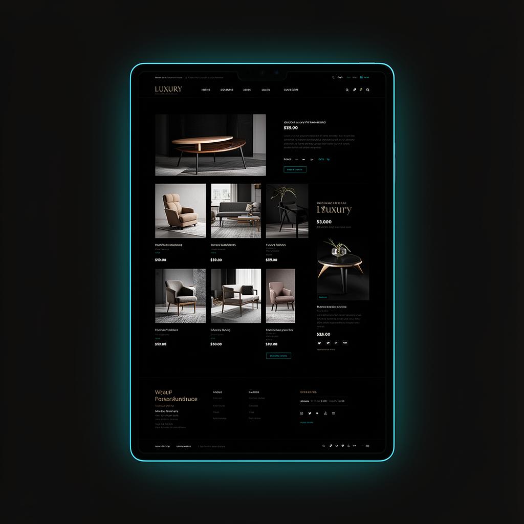 Interfață e-commerce premium pentru un brand de mobilier de lux